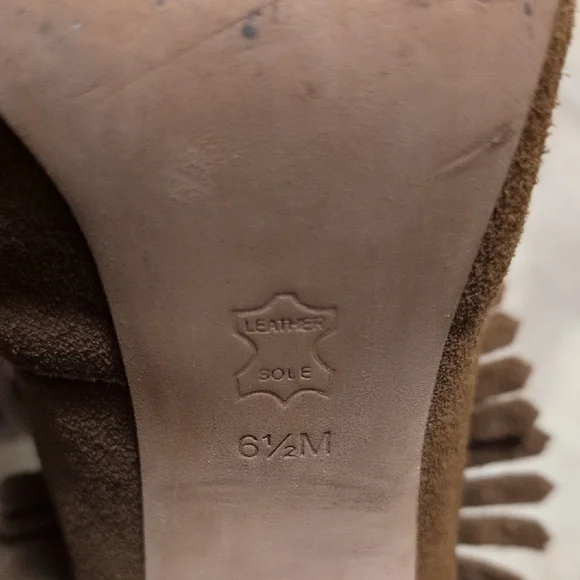 Tory Burch Huntington Fringe Embroidered Brown Suede Women's Shoes Booties - Picture 7 of 10